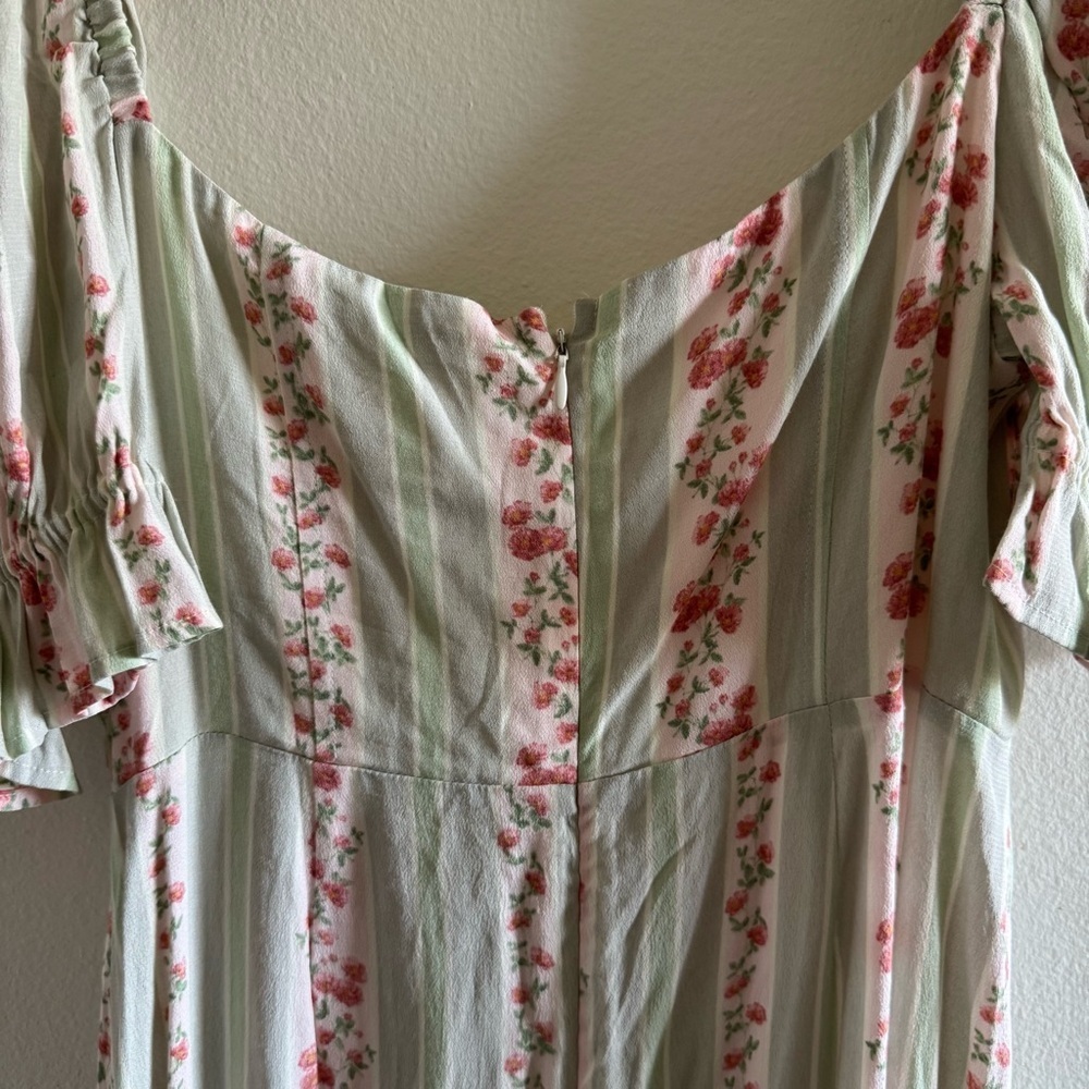NWT WeWoreWhat Rosewood Victorian Floral Striped Puff Sleeve Midi Dress size 10 - Picture 9 of 10